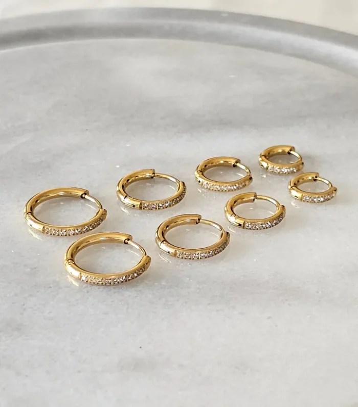 Dainty Zirconia Huggy Earrings Gold