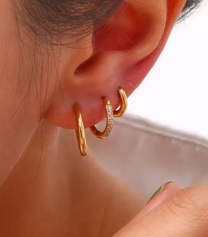 Dainty Zirconia Huggy Earrings Gold (1)