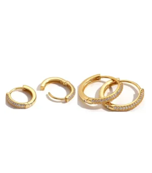 Dainty Zirconia Huggy Earrings Gold