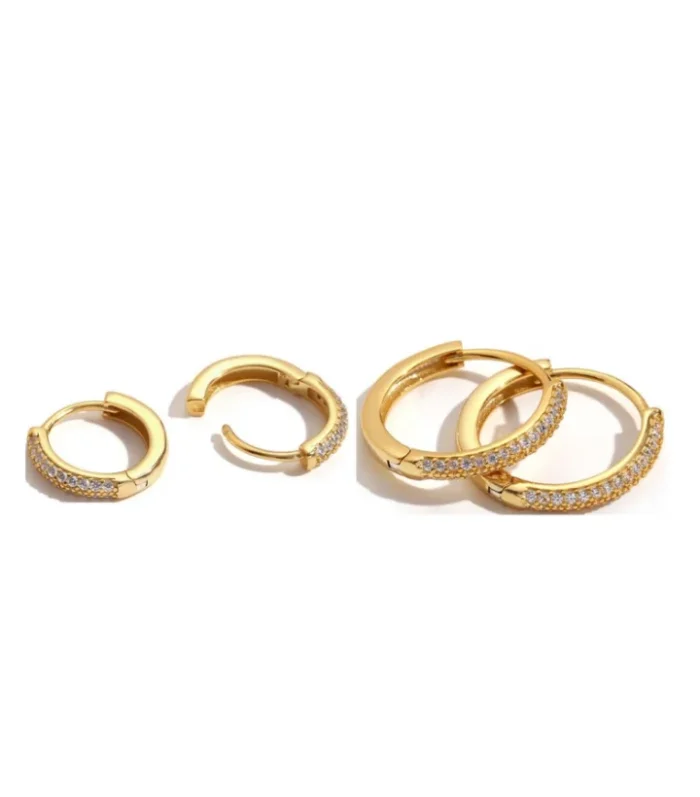 Dainty Zirconia Huggy Earrings Gold