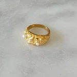Hammered Pearl Ring