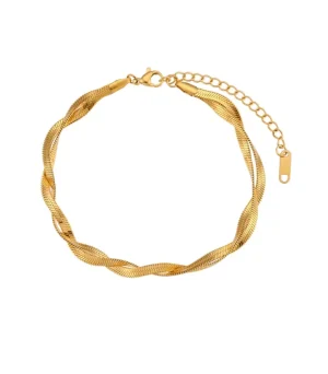 Woven Snake Chain Anklet Gold