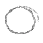 Woven Snake Chain Anklet Silver